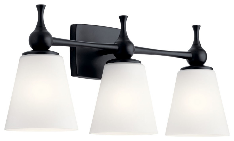 Cosabella 3 Light Bathroom Vanity Light, Black Transitional
