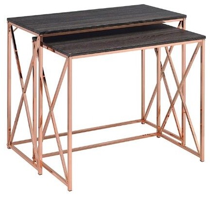 Deona Weathered Dark Gray Rose Copper Desk Set Contemporary