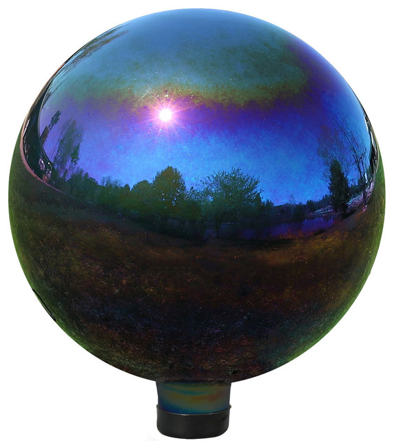 Sunnydaze Gazing Globe Glass Mirror Ball Stainless Steel Rainbow 10