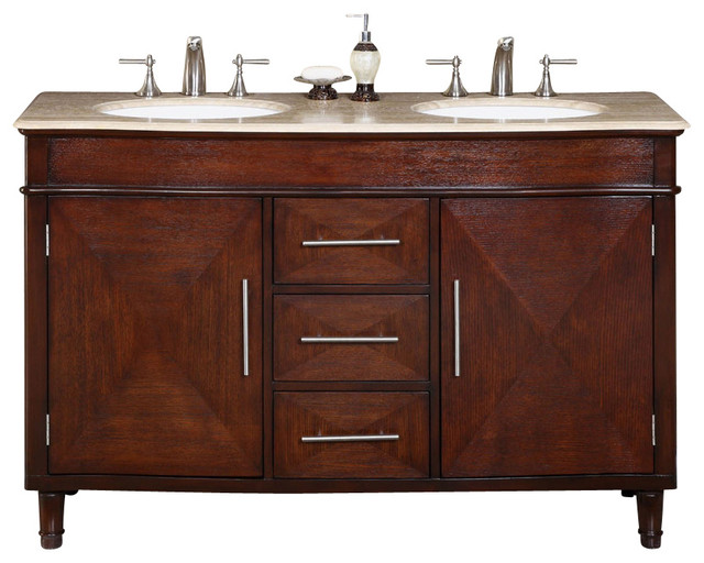 Cambridge 55 in. Double Sink Bathroom Vanity Cabinet - Transitional