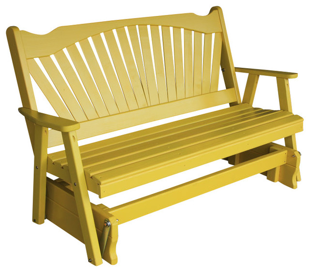 4' Pine Glider in Fanback Style Contemporary Outdoor Gliders by