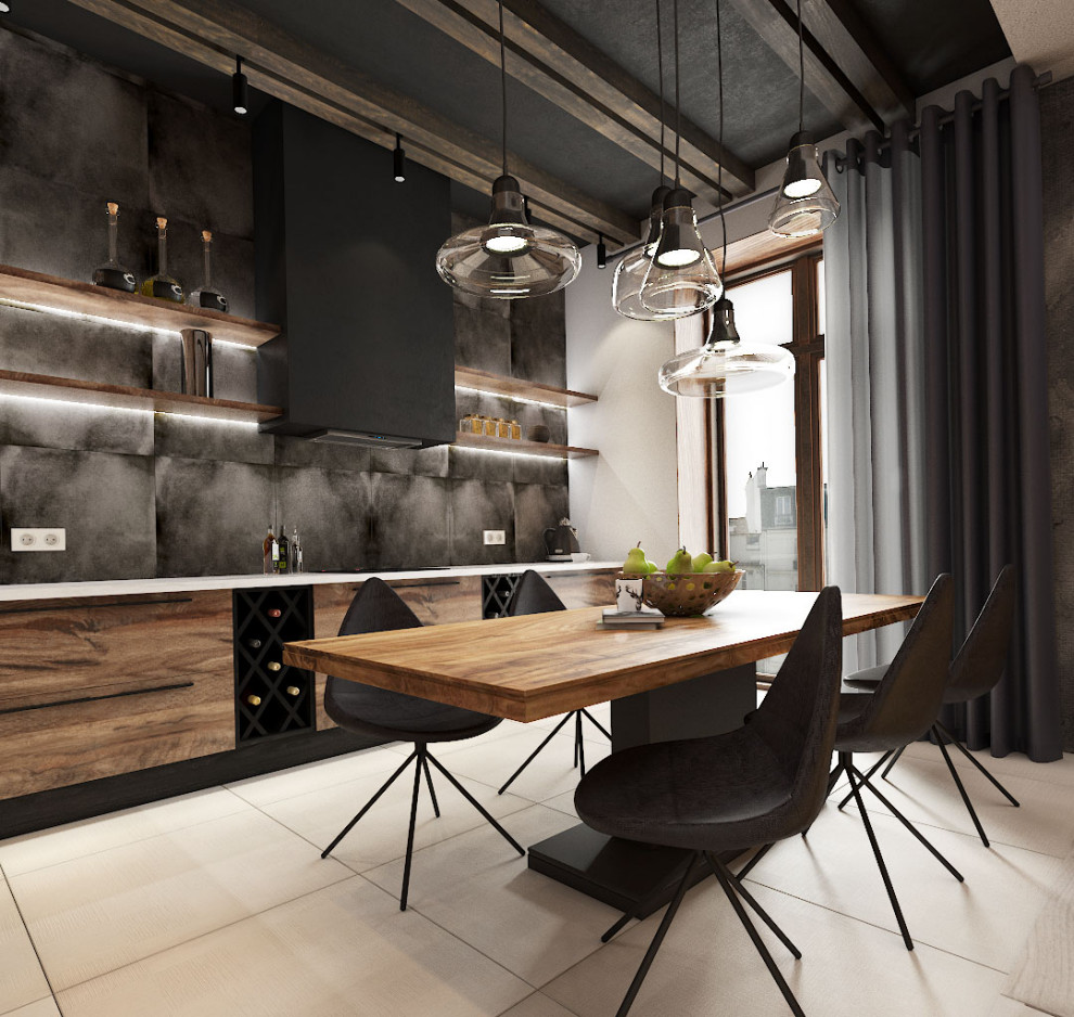 Кухня - гостиная в стиле ЛОФТ