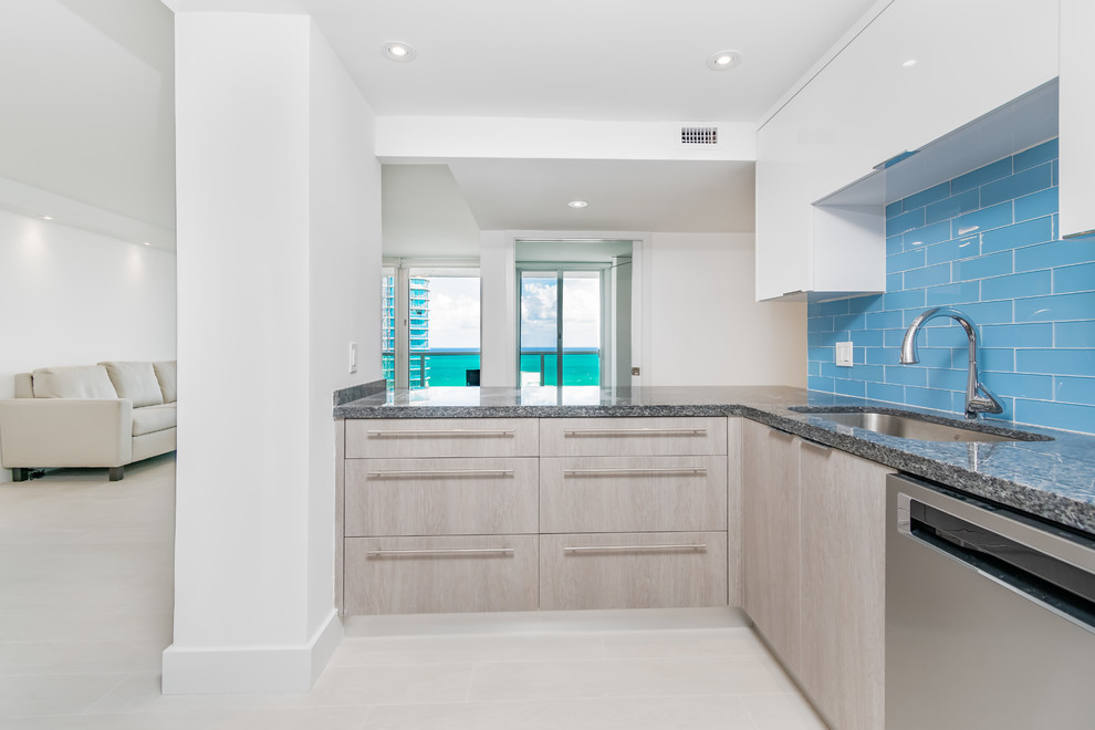 Blue accents on a beach condo