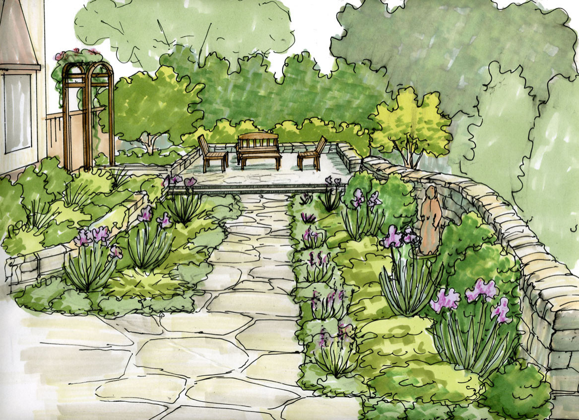 Garden sketch illustration. Peter Atkins and Associates.,LLC
