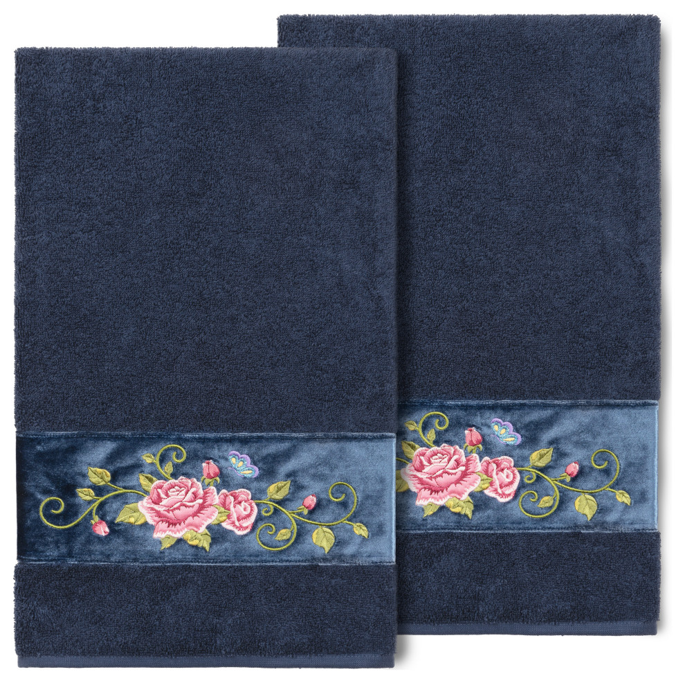 100 Turkish Cotton Rebecca 2Piece Embellished Bath Towel Set