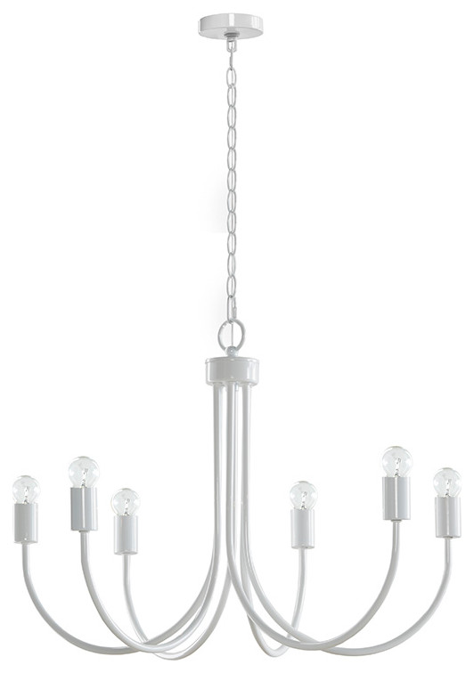 510 Design Ellie Contemporary Matte White Metal 6-Light Chandelier
