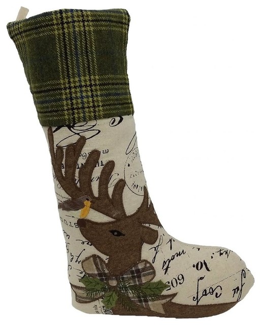 Reindeer With Applique Suede Collection Stocking