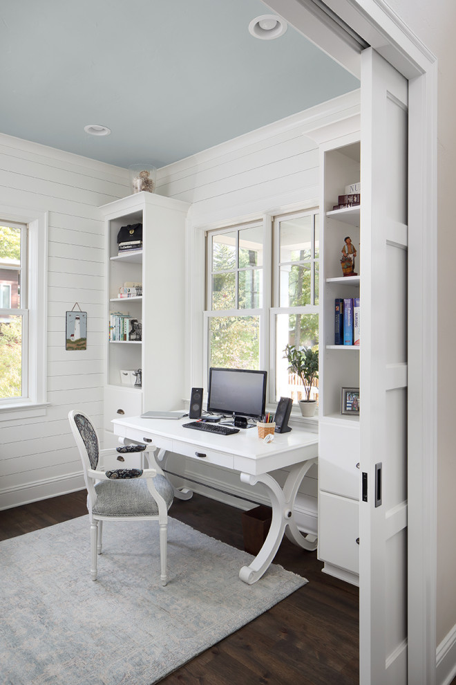 Design ideas for a beach style home office in Milwaukee.