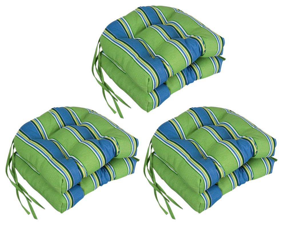 16" Outdoor UShaped Tufted Chair Cushions, Set of 6, Haliwell