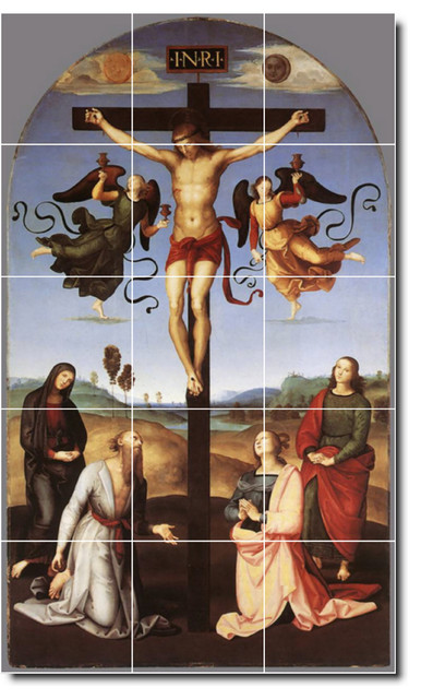 Raphael Religious Painting Ceramic Tile Mural #60, 36"x60"