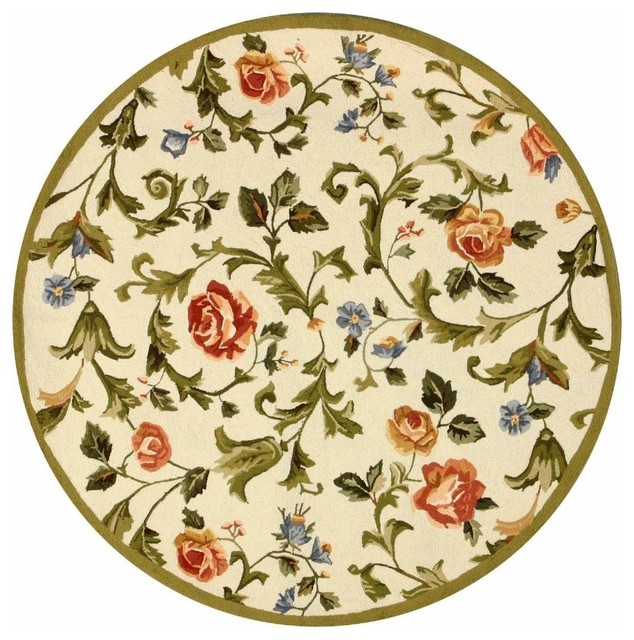Country & Floral Chelsea Area Rug, Ivory, Round 8'