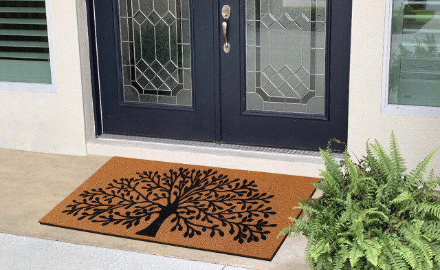 A1HC Natural Coir, Tree of life, Flock Doormat, 30"x48" - Rustic ...