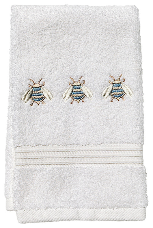 Terry Guest Towel, Three Napoleon Bees, Duck Egg Blue Contemporary