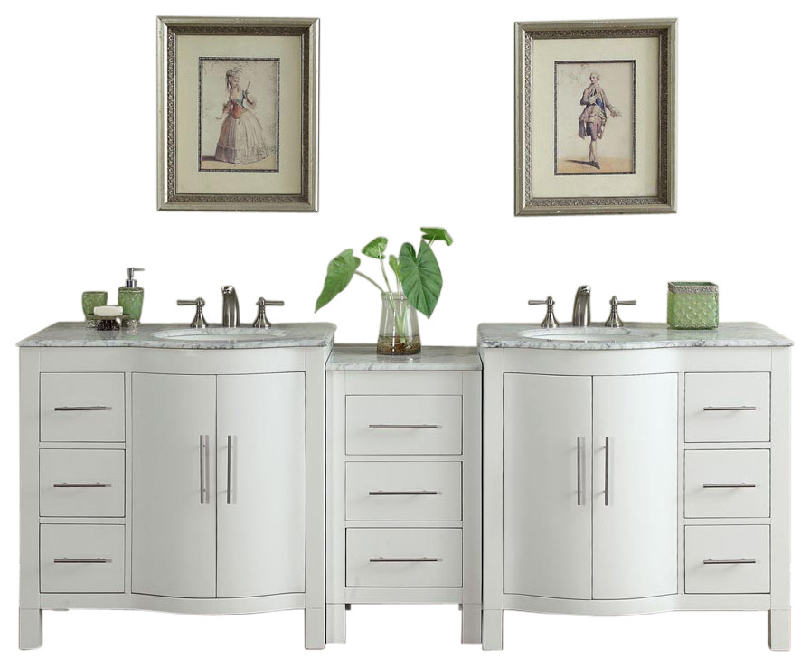 White Double Sink Bathroom Vanity With, 66 Inch Bathroom Vanity Top Double Sink