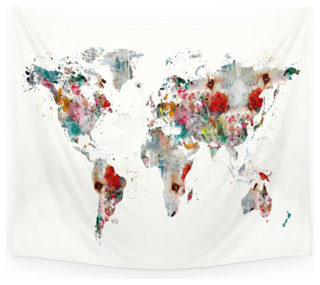 World Map Abstract Wall Hanging Tapestry - Small: 51 x 60