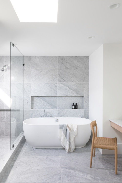 A Bright All-White Bathroom With Subtle Gray Touches