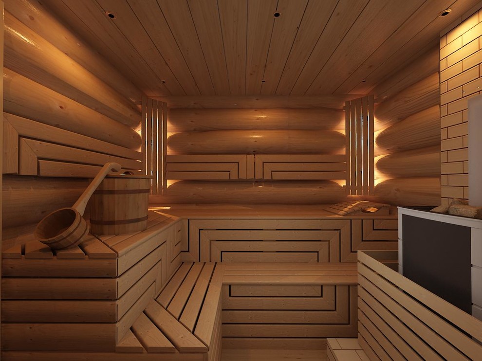Проект, интерьер бани из бревна