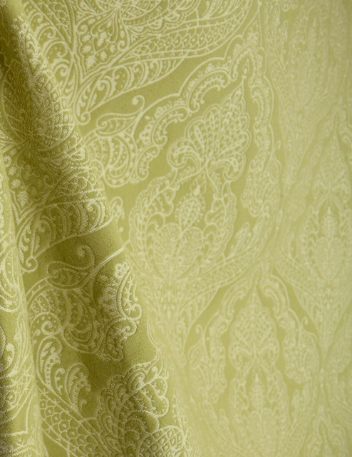 Queens Lace Endive Apple Green Cream Damask Matelasse Fabric