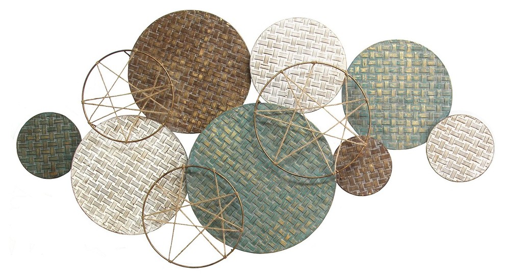 Stratton Home Decor Woven Texture Metal Plates with Jute Accents ...