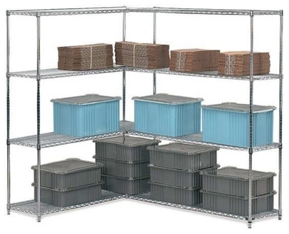 Chrome Open Wire Shelving 36 X18 X63 Add On Unit Chrome Open Wire Shelving 36 X18 X63 Add On Unit Traditional Utility Shelves By Drill Spot Llc