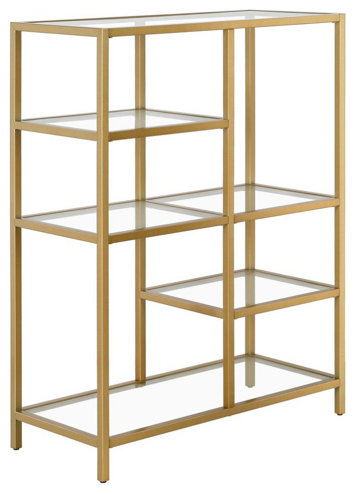 Imogen 42'' Tall Rectangular Bookcase in Brass