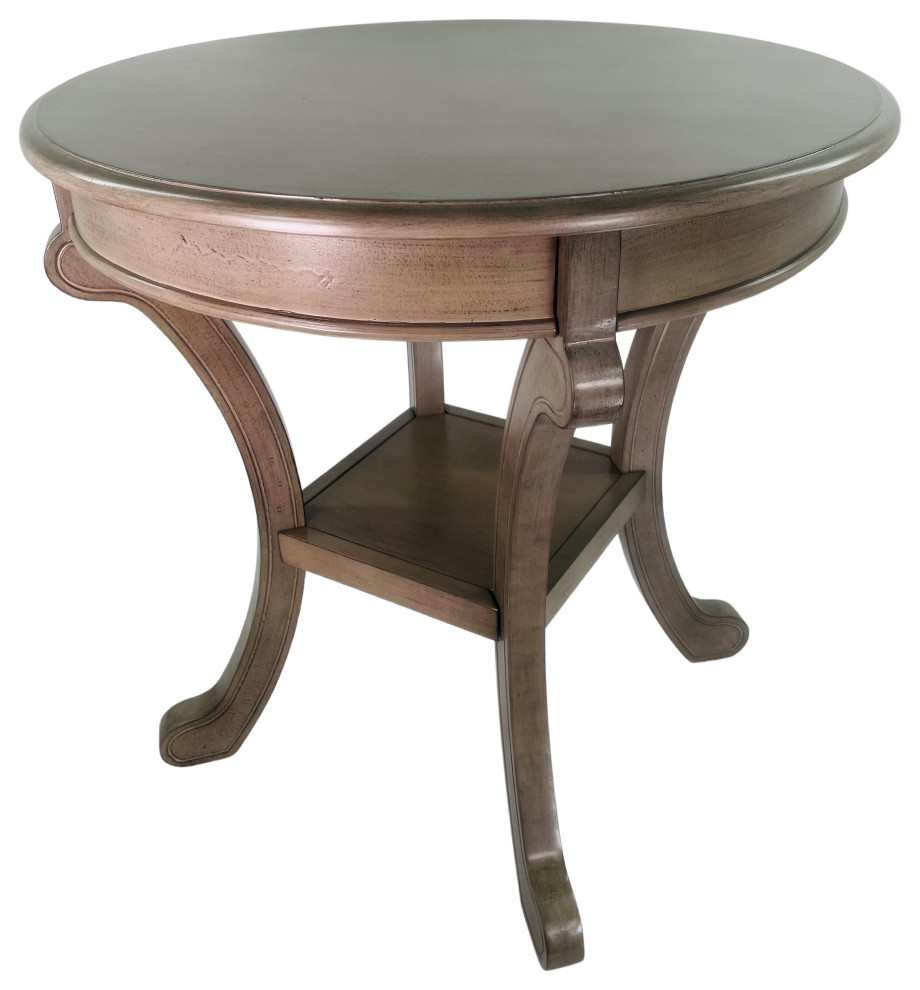 Accent Table, 26" Round Cape Cod, Gray Transitional Side Tables And