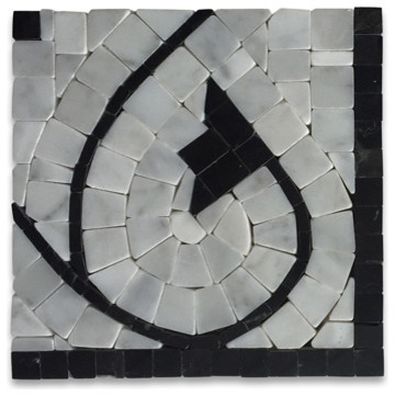 Marble Mosaic Border Accent Decorative Tile Agean Bianco 5x5 Polished, 1 piece