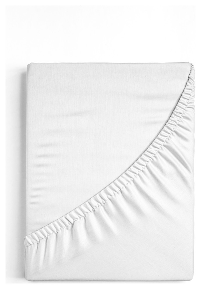 A1HC GOTS Certified Organic Cotton Percale Fitted Sheet, Deep Pocket, Twin Contemporary