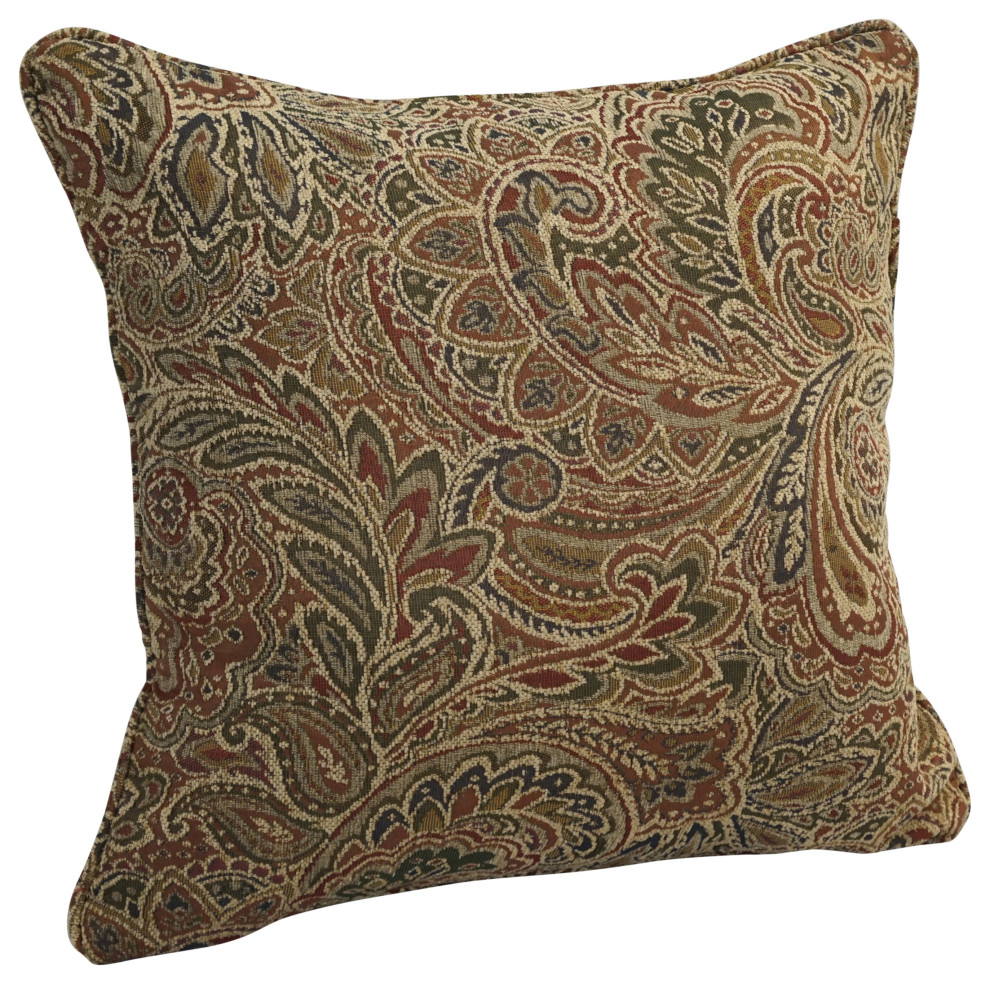 18" DoubleCorded Patterned Jacquard Chenille Square Throw Pillow