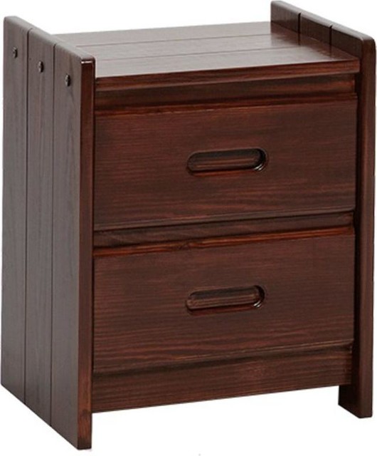 2Drawer Night Stand Recessed Handles, Dark Transitional