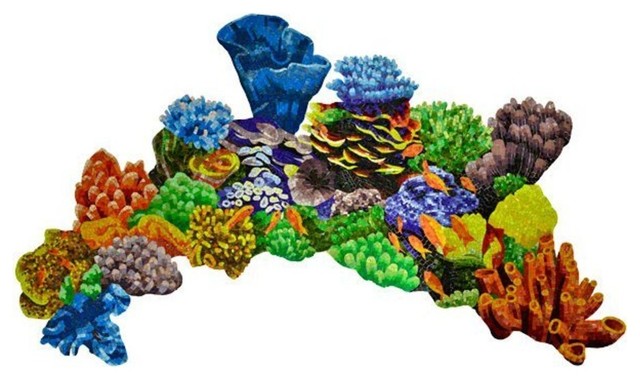Coral Reef Topview Glass Swimming Pool Mosaic