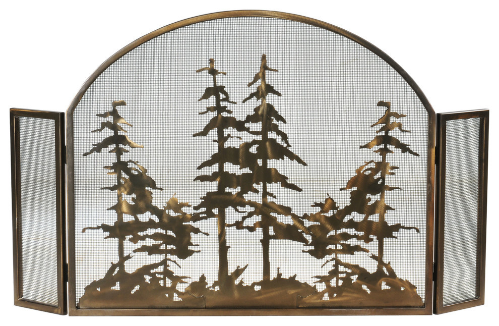 50W X 30H Tall Pines Arched Fireplace Screen