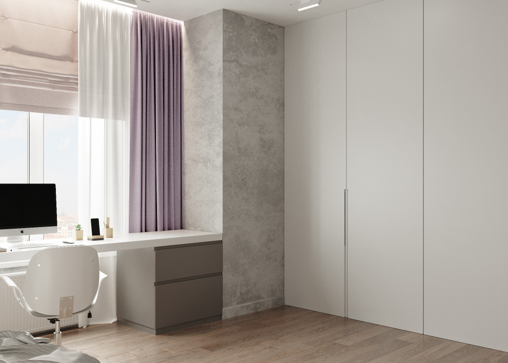 Трехкомнатная квартира для семьи из 4 человек с монохромным интерьером