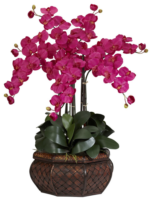 Large Phalaenopsis Silk Flower Arrangement - Asian - Artificial Flower ...