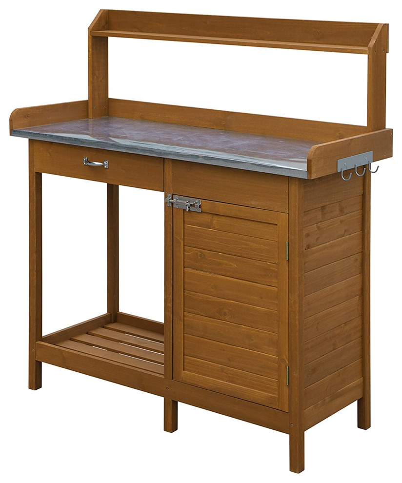 Farmhouse Potting Bench, Spacious Worktop With and Drawer