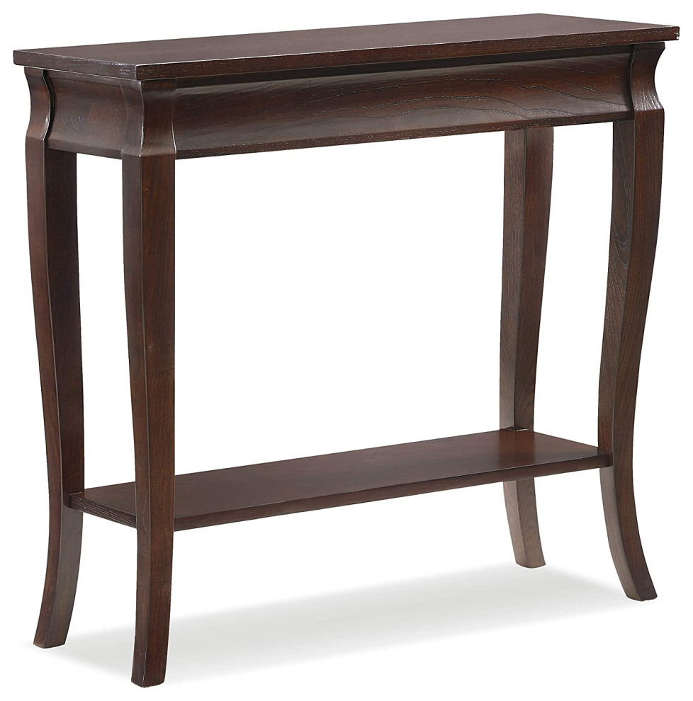 Transitional Console Table, Cabriole Legs and Lower Open Shelf