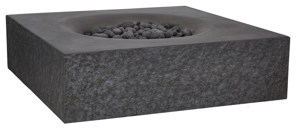 Pyromania Monument Concrete Fire Pit Table, 41"x41", Charcoal, Natural Gas