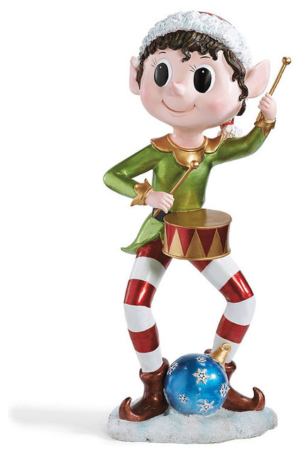 FRONTGATE Pixie Drummer Elf  Christmas Decorations  Houzz
