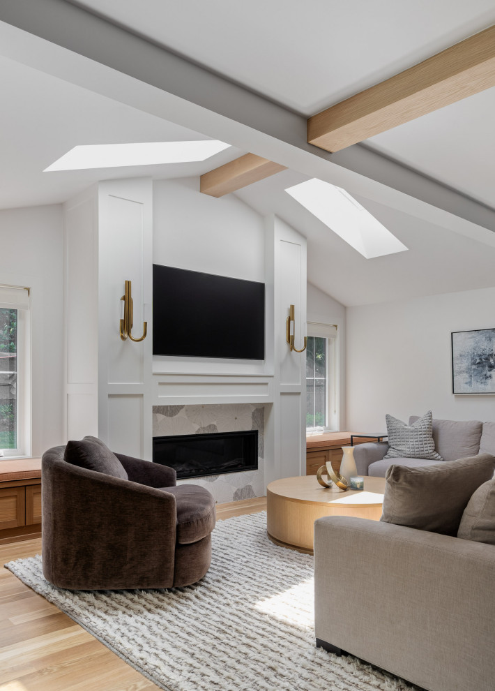 Sitting Room with Vaulted Ceiling and Beams