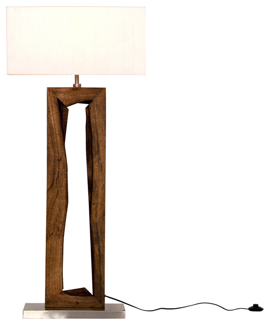 Modern Carved Wood Floor Lamp