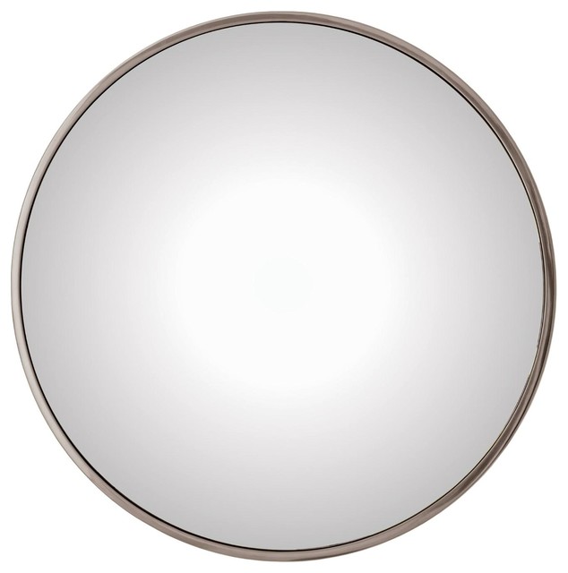 Classic Minimalist Silver Nickel Convex Wall Mirror, Thin Frame 42