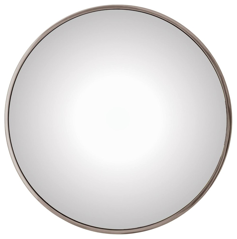 Classic Minimalist Silver Nickel Convex Wall Mirror, Thin Frame 42