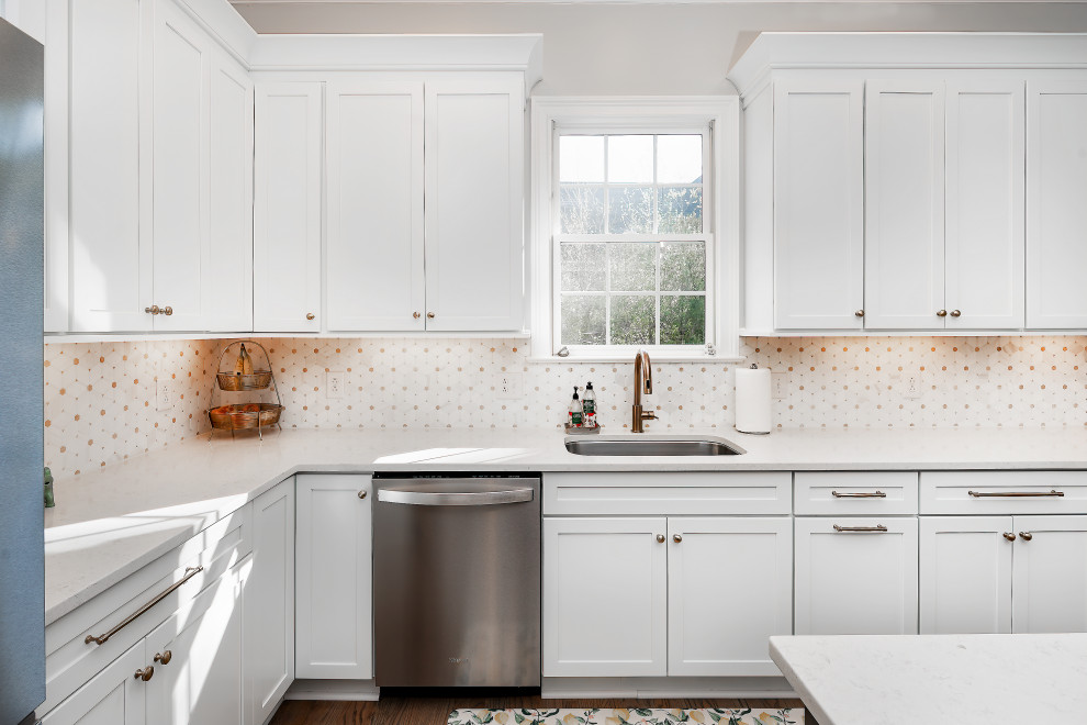 Transitional White Kitchen Design Matthews, NC - Transitional - Kitchen ...
