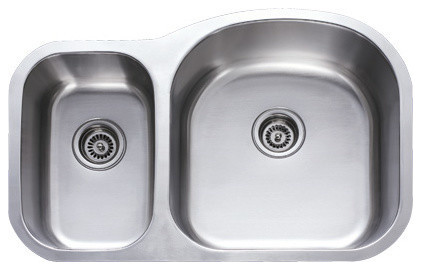 31" Stainless Steel Undermount 30/70 Double Bowl Kitchen Sink, 18 Gauge