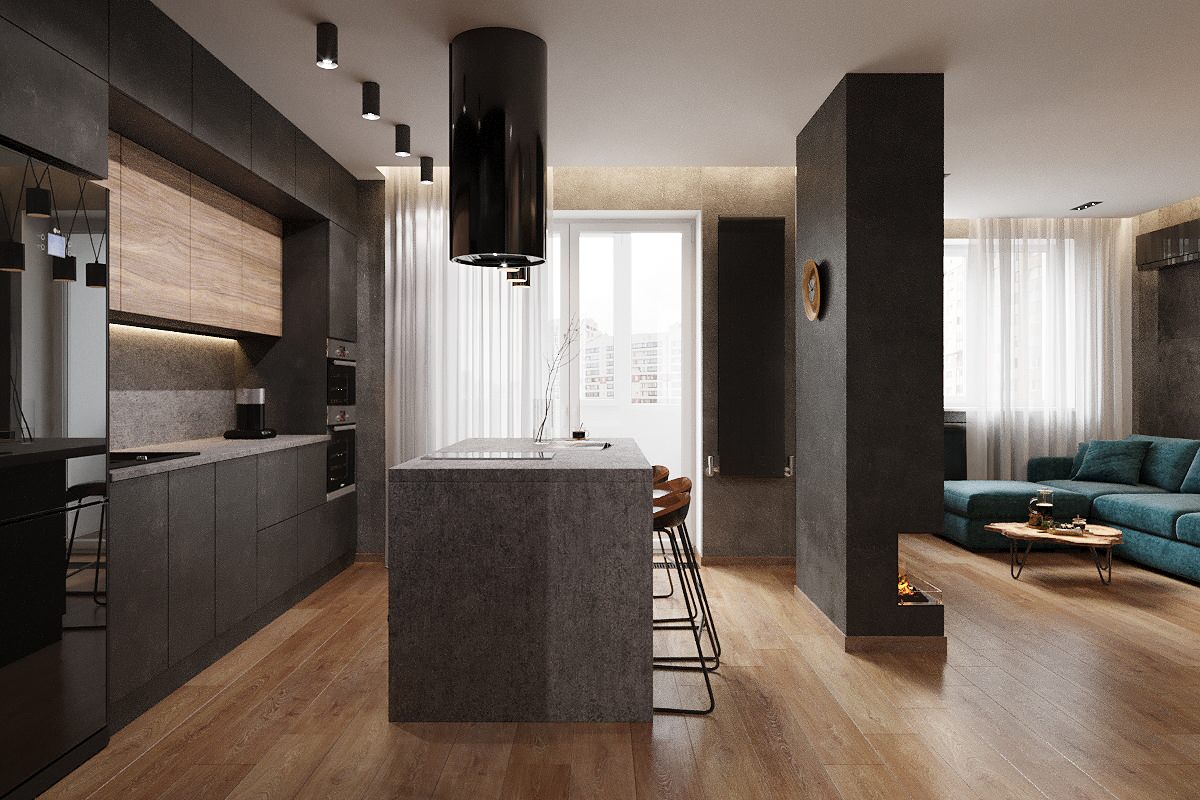 Студия лофт для молодого человека 55 кв.м.