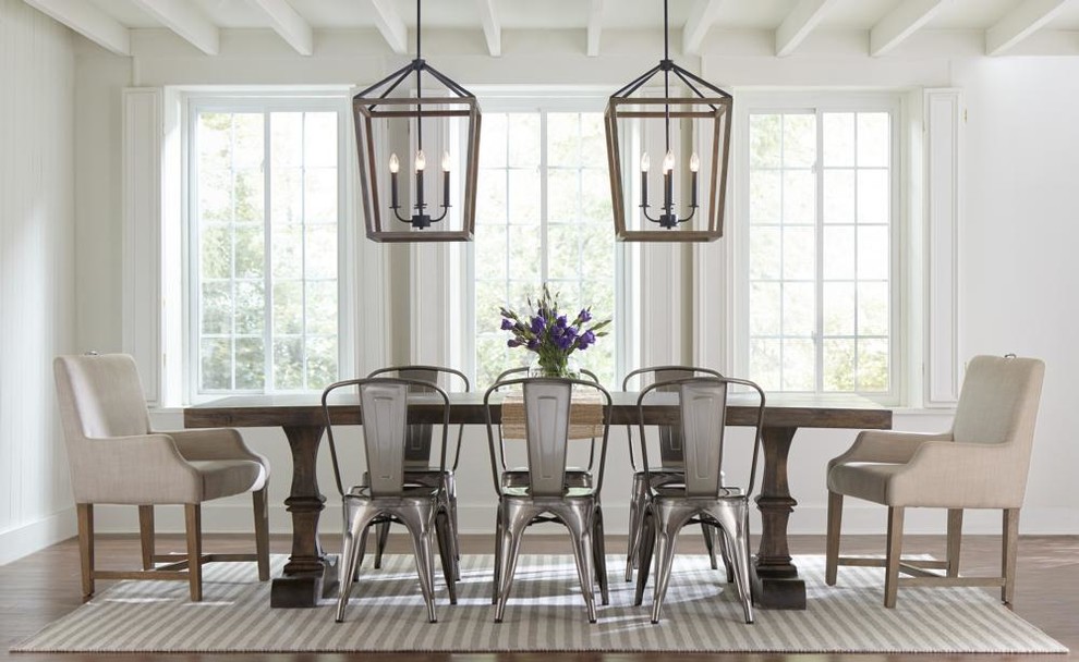 Inspiration for a large transitional brown floor and medium tone wood floor enclosed dining room remodel with white walls and no fireplace