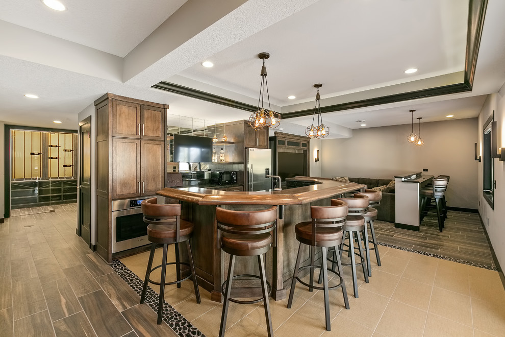 Basement - transitional ceramic tile basement idea in Minneapolis