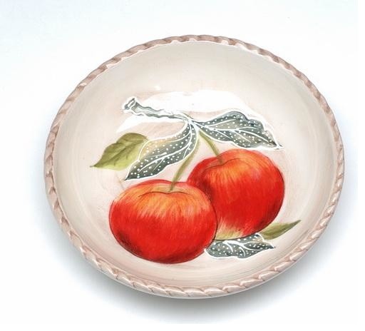 4 Inch Red Apple Design White Dip Dish Collectible Saucer Plate