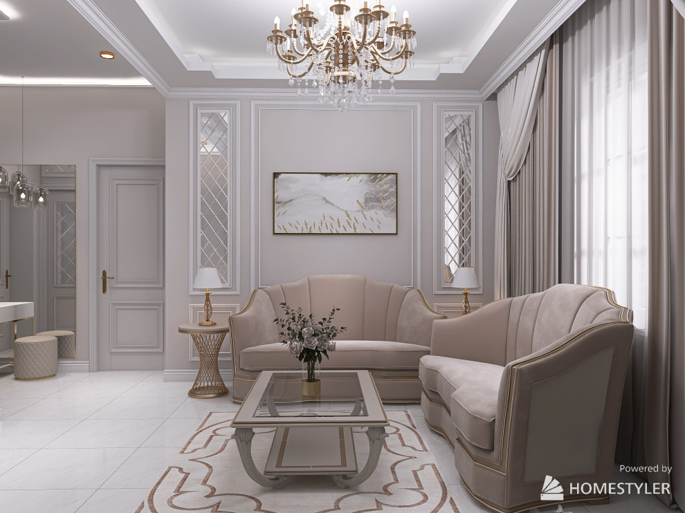 Проект в стиле "Неоклассика". Трехкомнатная квартира 63 кв.м