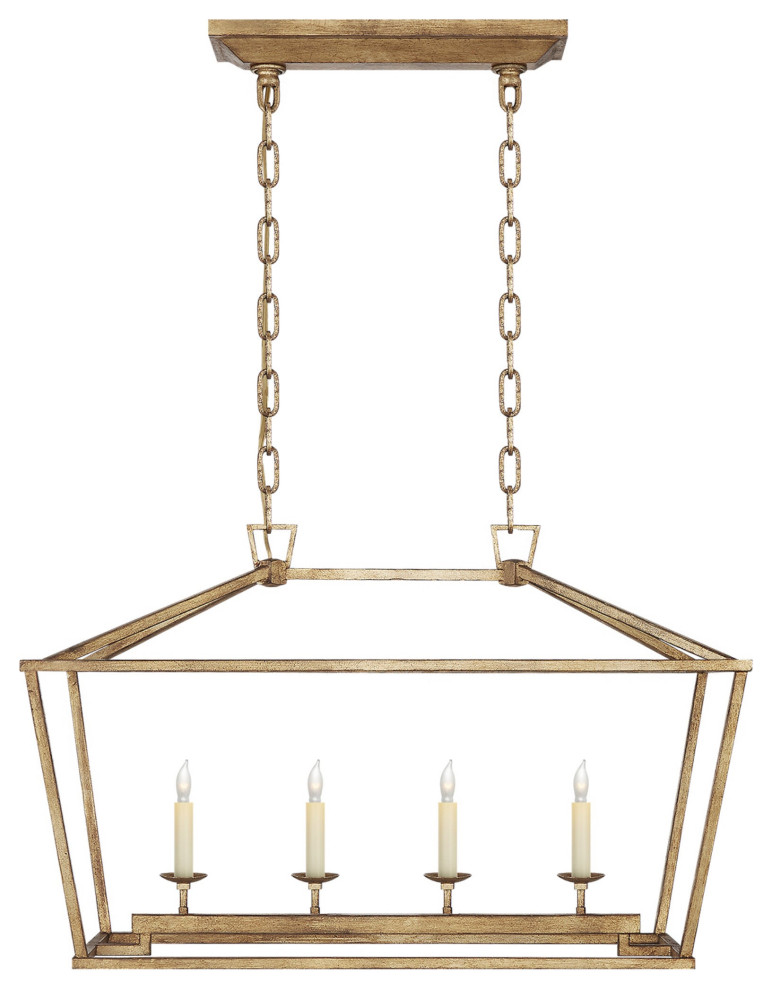 Darlana Linear Chandelier, 4Light, Gilded Iron, 30"W (CHC 2168GI CHZEW) Transitional